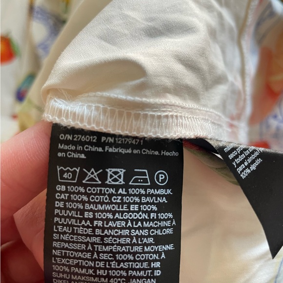 H&M Smocked Bodice Icon Fruit Floral Print Midi Dress Size Large - Picture 5 of 6